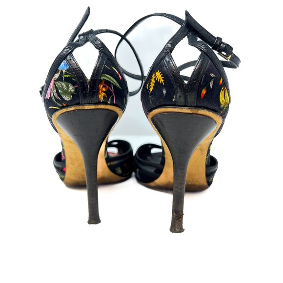 Gucci Black Flora Strappy Sandals size 8.5 - Picture 6 of 12